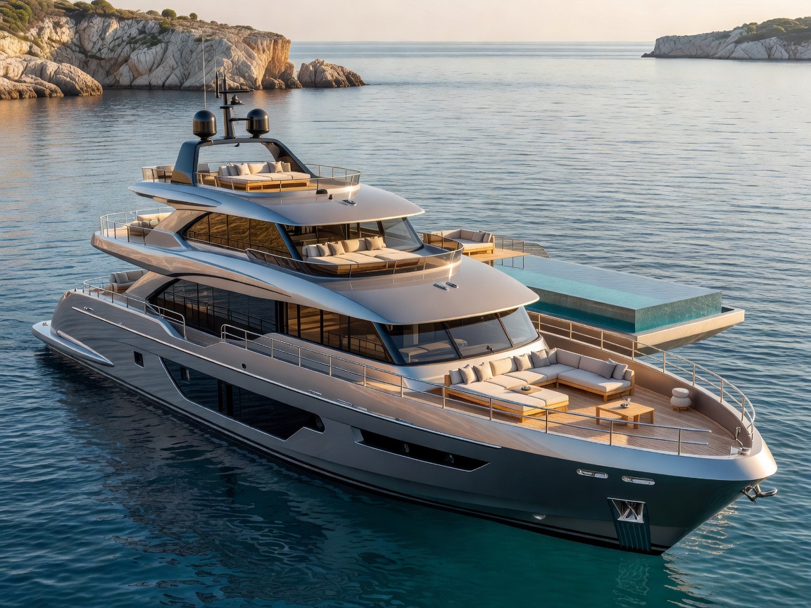 80m luxury superyacht Tatiana cruising off the coast of Monaco